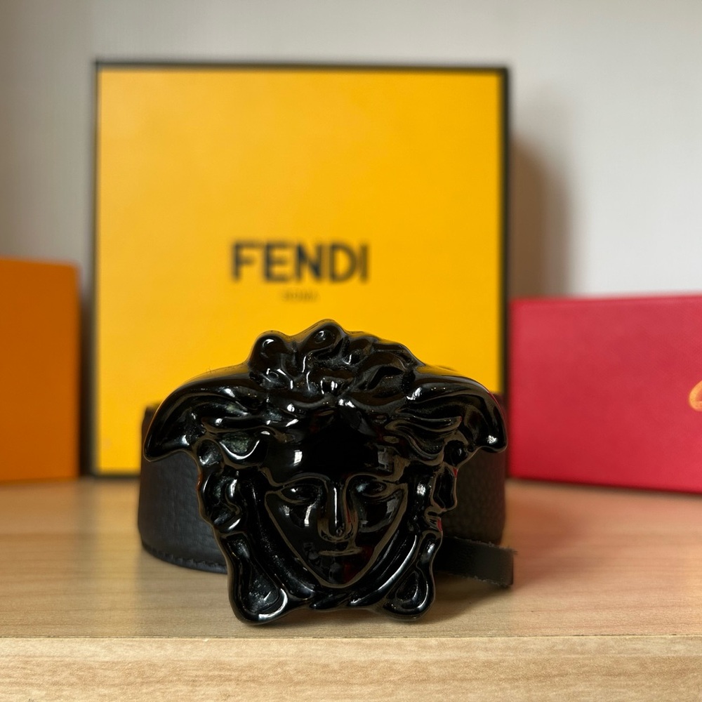 Versace Medusa Black Leather Belt